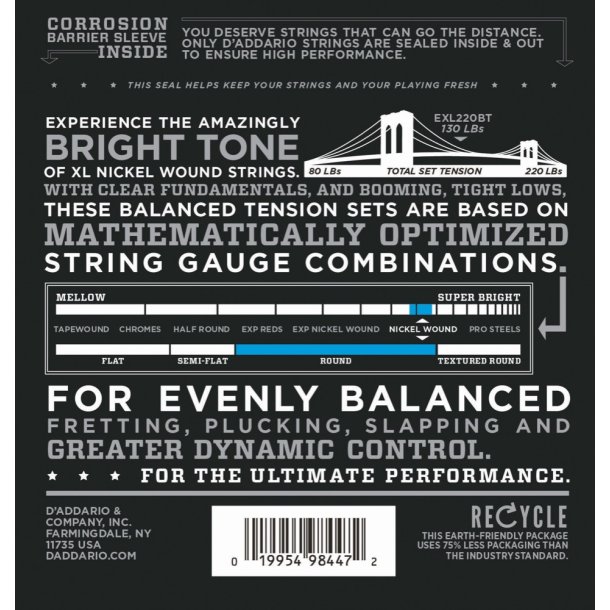 D'Addario EXL220BT, Super Light 040 - 095 (Balanced)